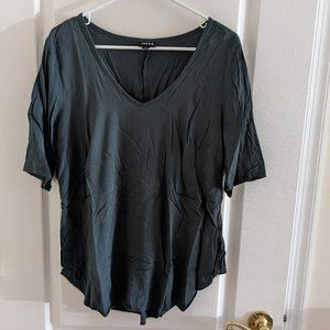 Torrid v-neck, dark green, short sleeve